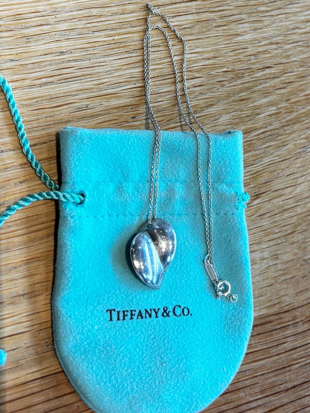 Tiffany & Co. Silver Heart Pendant Necklace - Blue Pouch